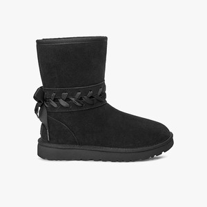 Ugg Classic Lace Short Women Classic Boots Black (5416ZPFQJ)